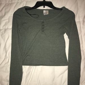 Divided Army Green Crop Top